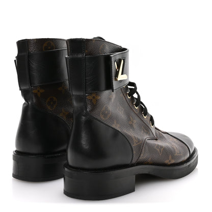 Louis Vuitton Calfskin Monogram Wonderland Flat Ranger Boots 39 Black 5 of 8