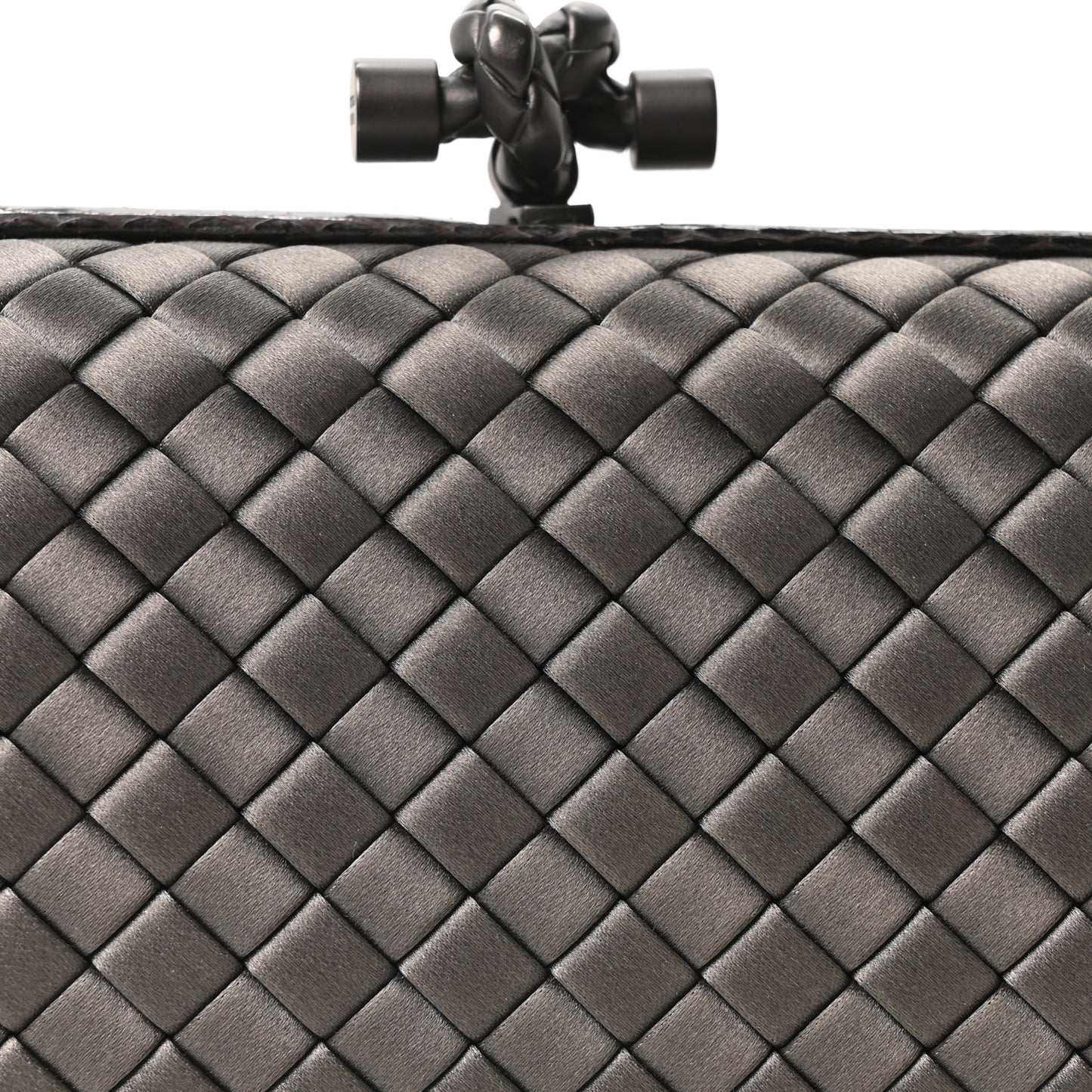 Satin Snakeskin Intrecciato Stretch Knot Clutch Ardoise