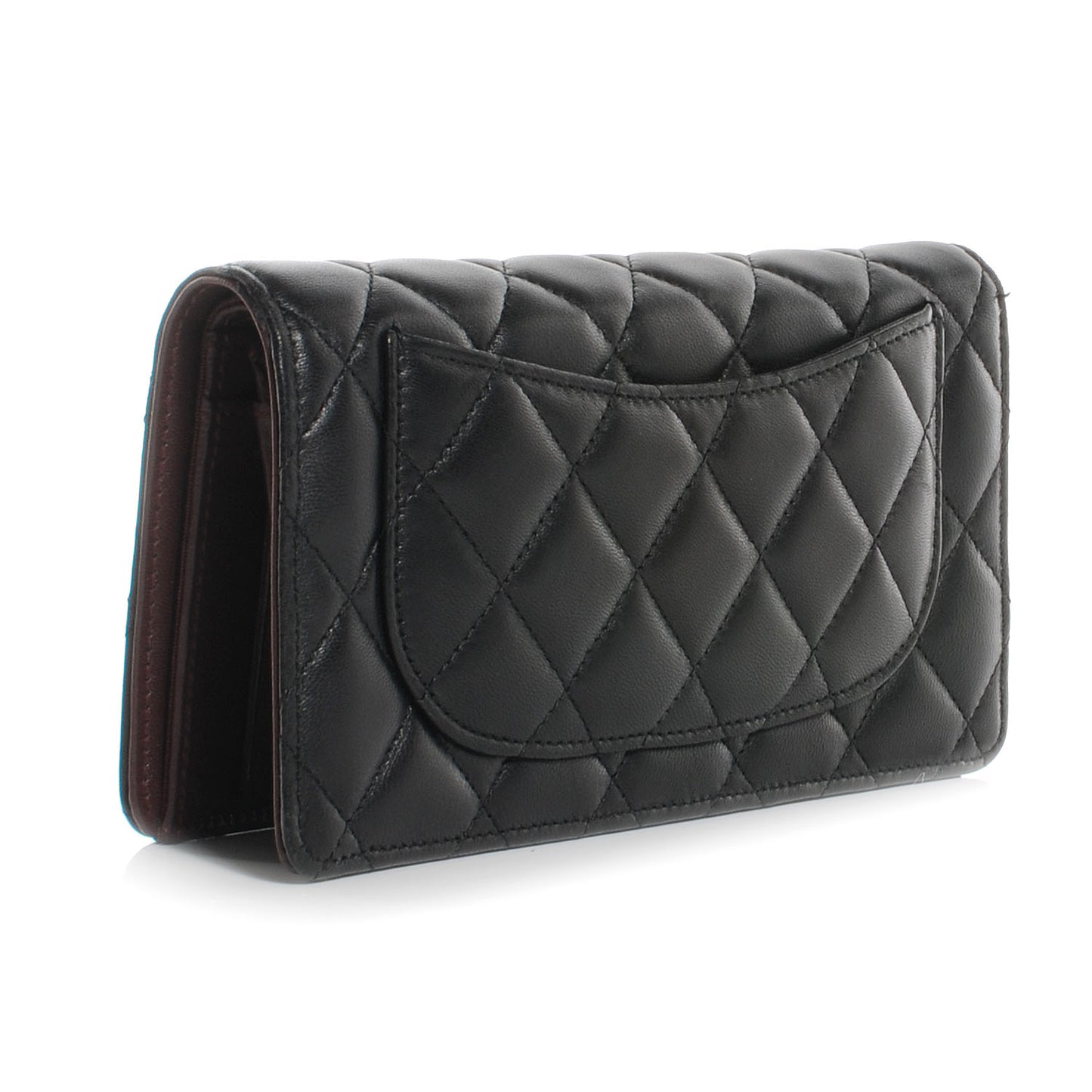 Lambskin Quilted Yen Wallet Black