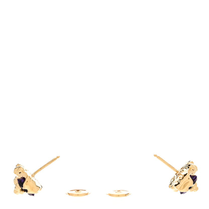 Gucci 18K Yellow Gold Diamond Amethyst Lion Head Stud Earrings 3 of 6
