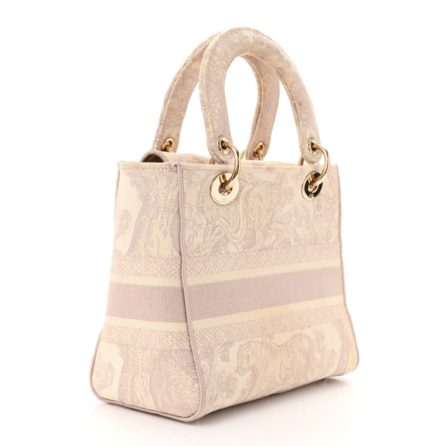 Canvas Toile De Jouy Reverse Embroidered Medium Lady D-Lite Rose