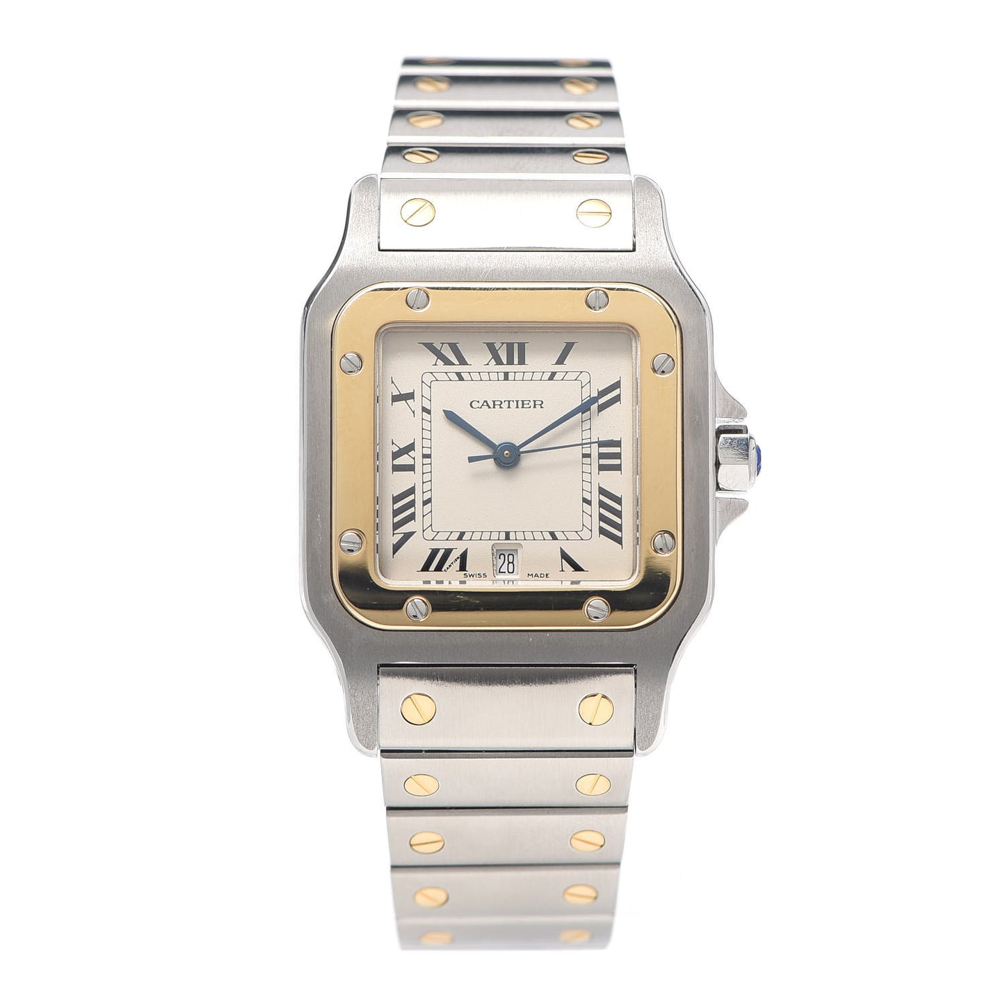 Stainless Steel 18K Yellow Gold 29mm Santos De Galbee Quartz Watch