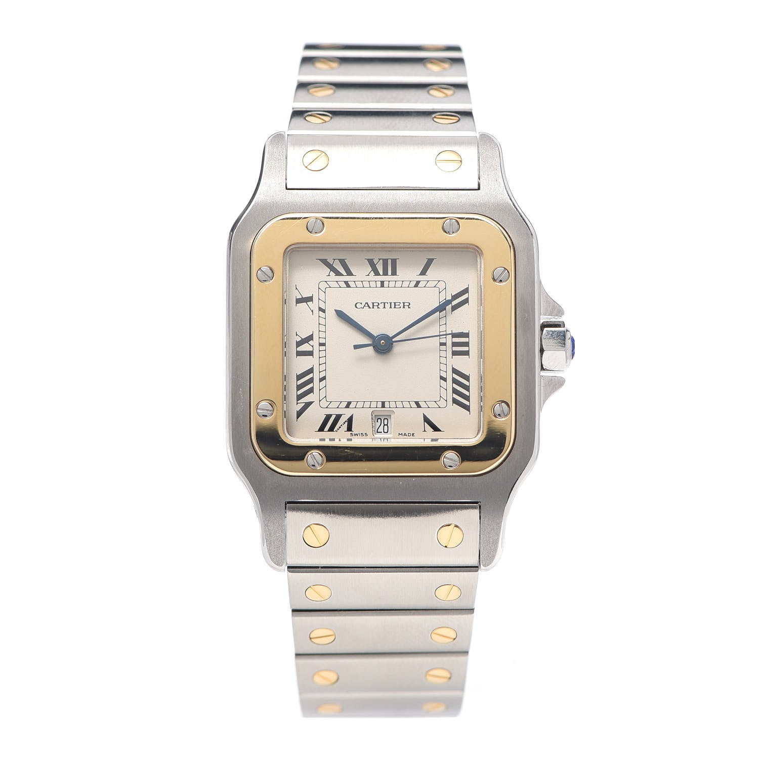 Cartier Stainless Steel 18K Yellow Gold 29mm Santos De Galbee Quartz Watch 1 of 5