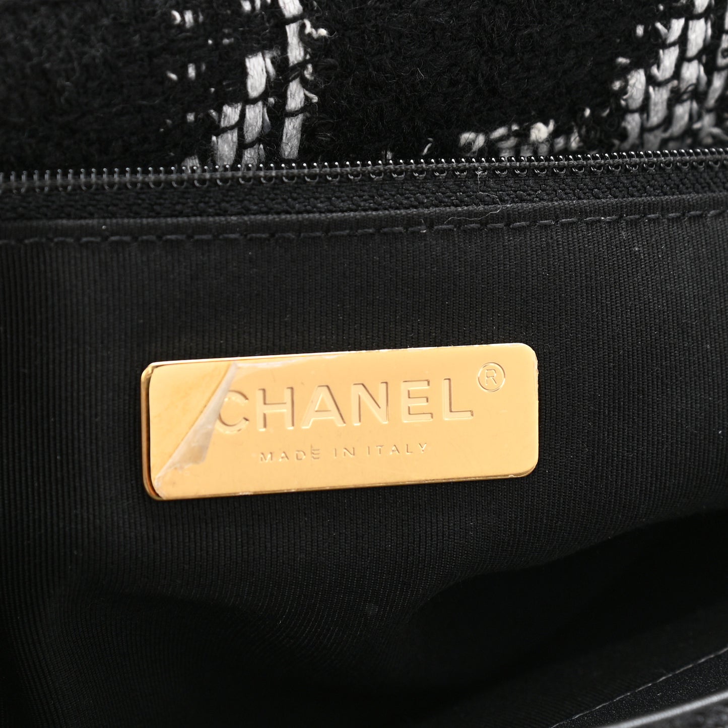 Tweed Quilted Large Chanel 19 Flap Black White
