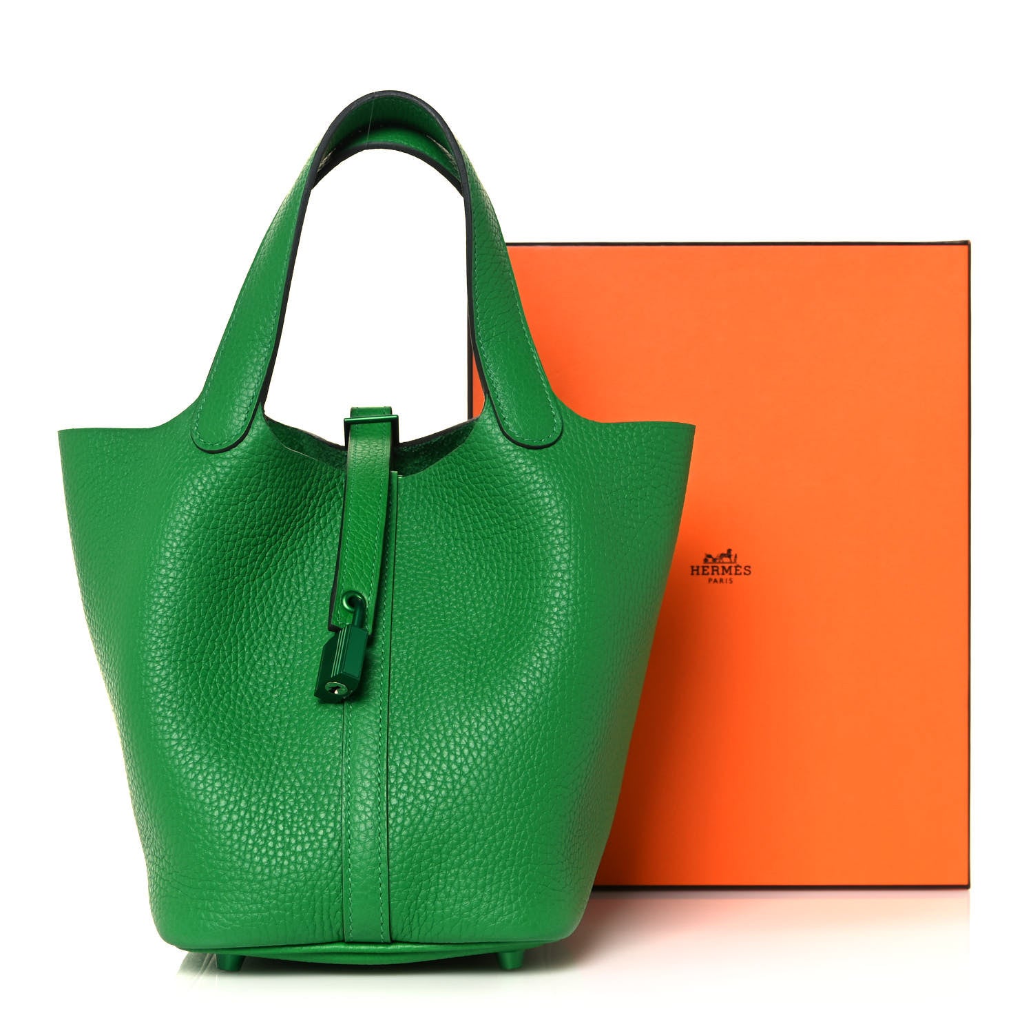 Hermes Taurillon Clemence Monochrome Picotin Lock 18 PM Bambou 12 of 12