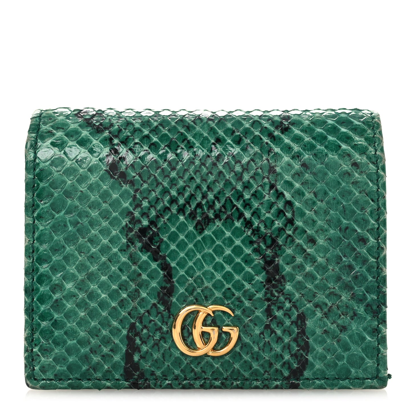 Snakeskin GG Marmont Card Case Green