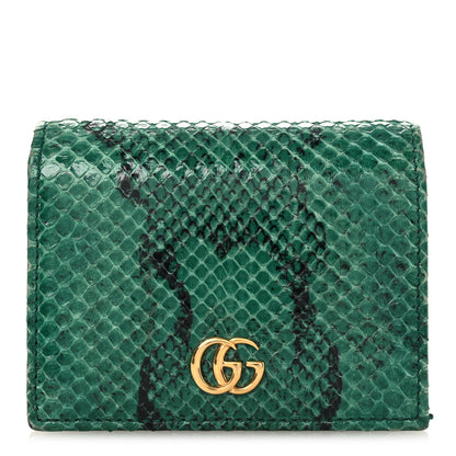 Gucci Snakeskin GG Marmont Card Case Green 1 of 11