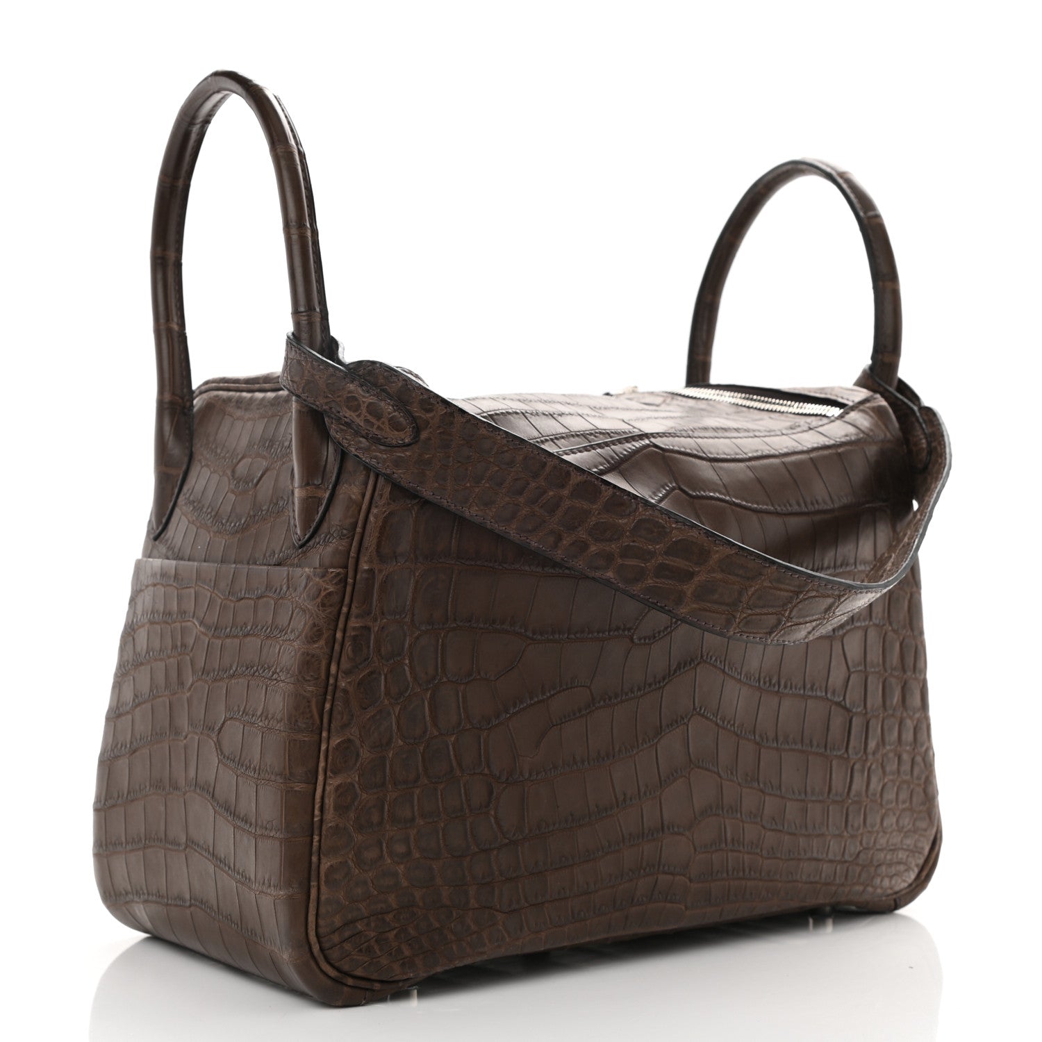 Hermes Matte Niloticus Crocodile Lindy 30 Chocolate 3 of 10