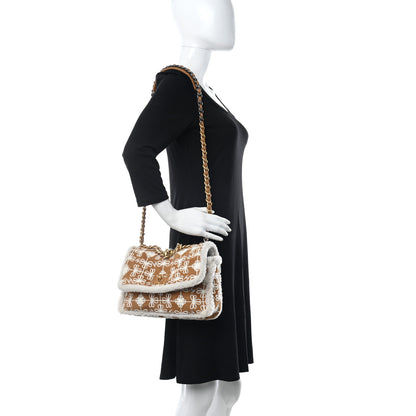 Chanel Suede Shearling Lambskin Embroidered Medium Chanel 19 Flap Brown White 2 of 11