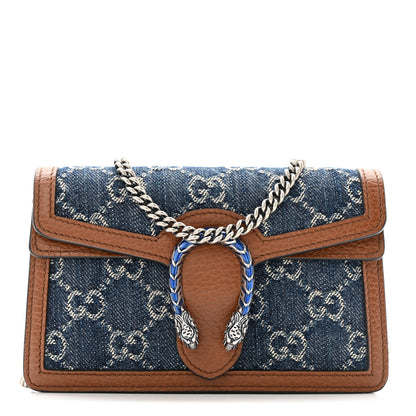 Gucci New Denim GG Monogram Dollar Calfskin Enamel Super Mini Dionysus Shoulder Bag Blue Tea Cuir Epilog Electric Blue 1 of 11
