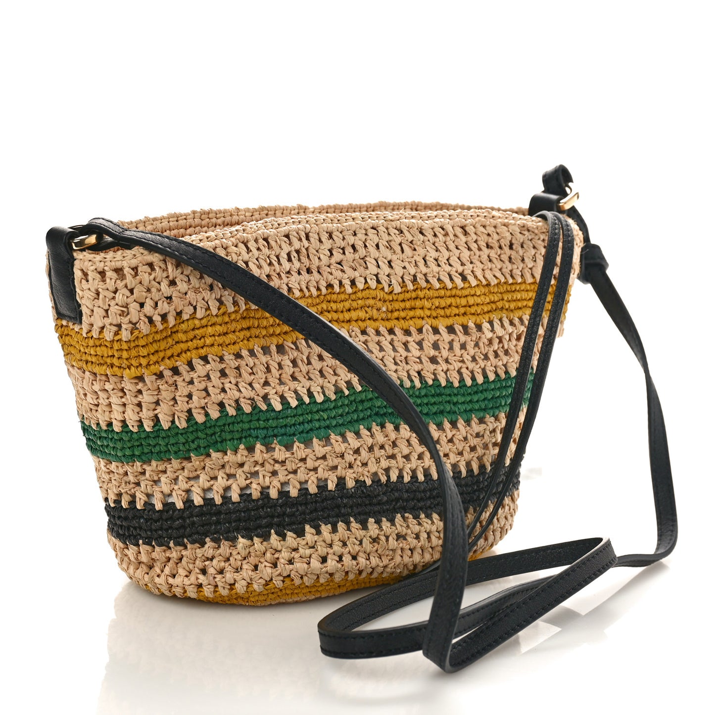 Calfskin Raffia Paulas Ibiza Pochette Bag Beige Multicolor
