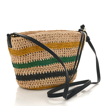 Loewe Calfskin Raffia Paulas Ibiza Pochette Bag Beige Multicolor 3 of 8