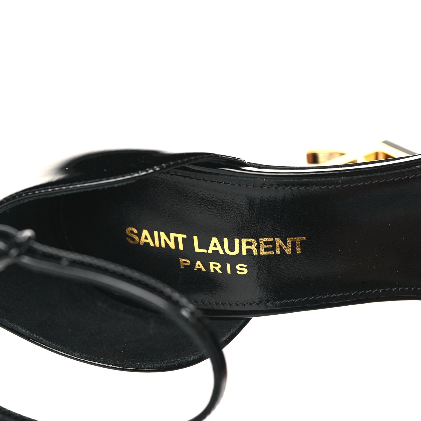 Patent Calfskin Opyum 110 Sandals 37 Black Gold