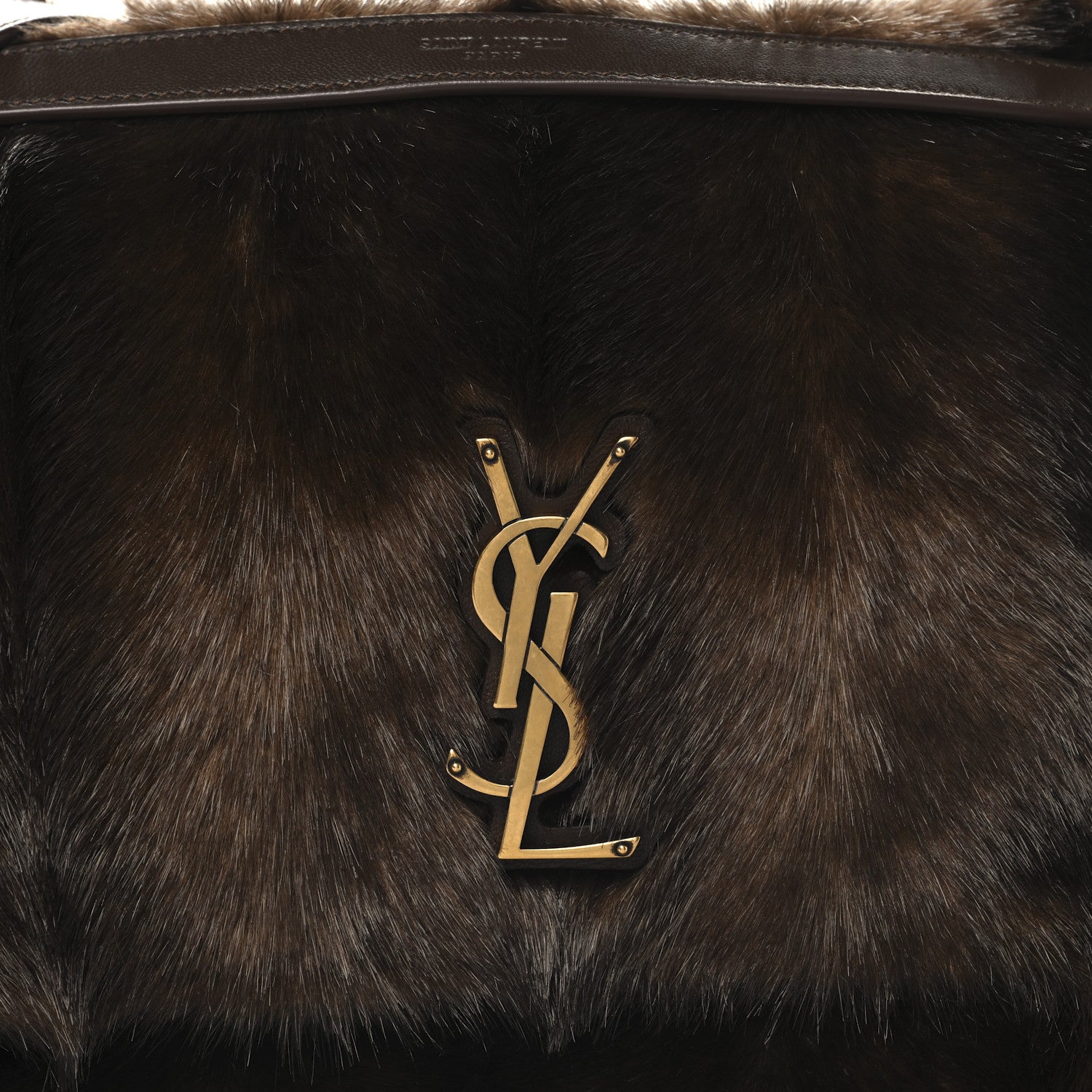 Saint Laurent Faux Fur Monogram Large Niki Chain Satchel Deep Walnut Bark 8 of 10