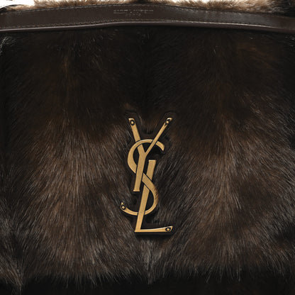 Saint Laurent Faux Fur Monogram Large Niki Chain Satchel Deep Walnut Bark 8 of 10
