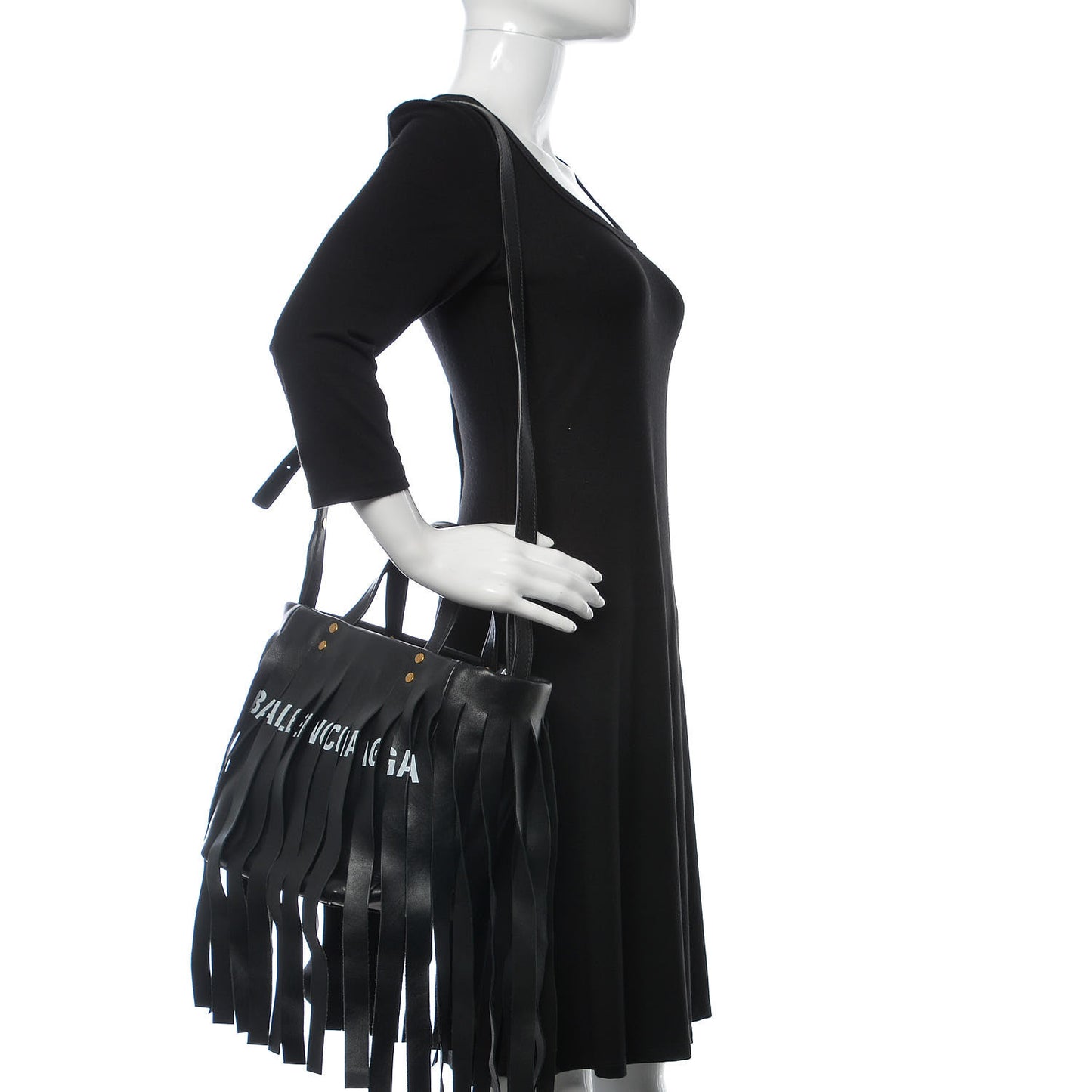 Calfskin XS Fringe Laundry Cabas Black