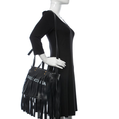 Balenciaga Calfskin XS Fringe Laundry Cabas Black 2 of 9