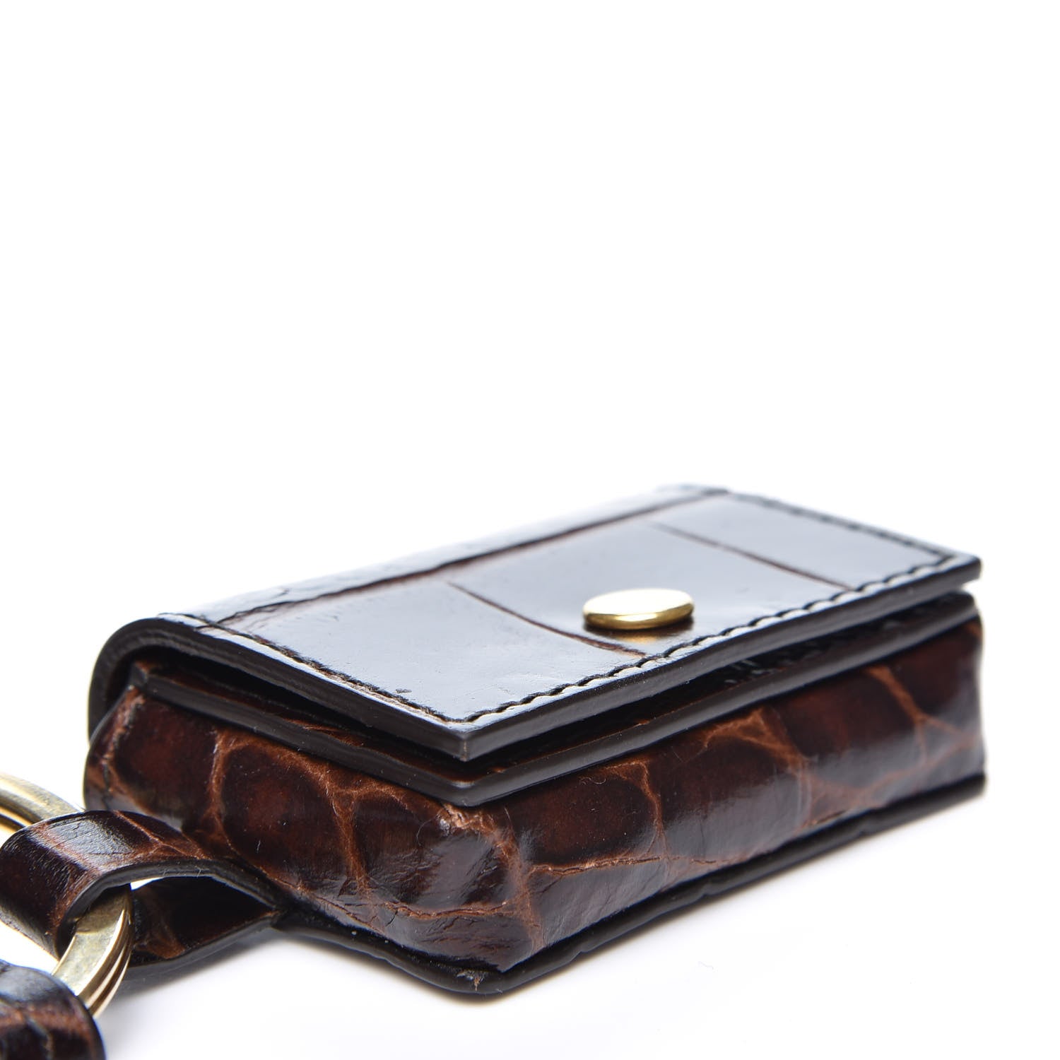 Celine Alligator Calfskin Embossed Key Ring Wristlet Brown 4 of 10