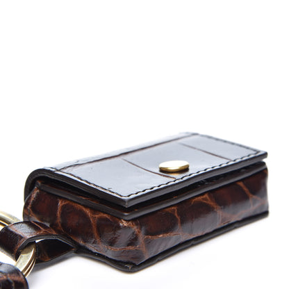 Celine Alligator Calfskin Embossed Key Ring Wristlet Brown 4 of 10