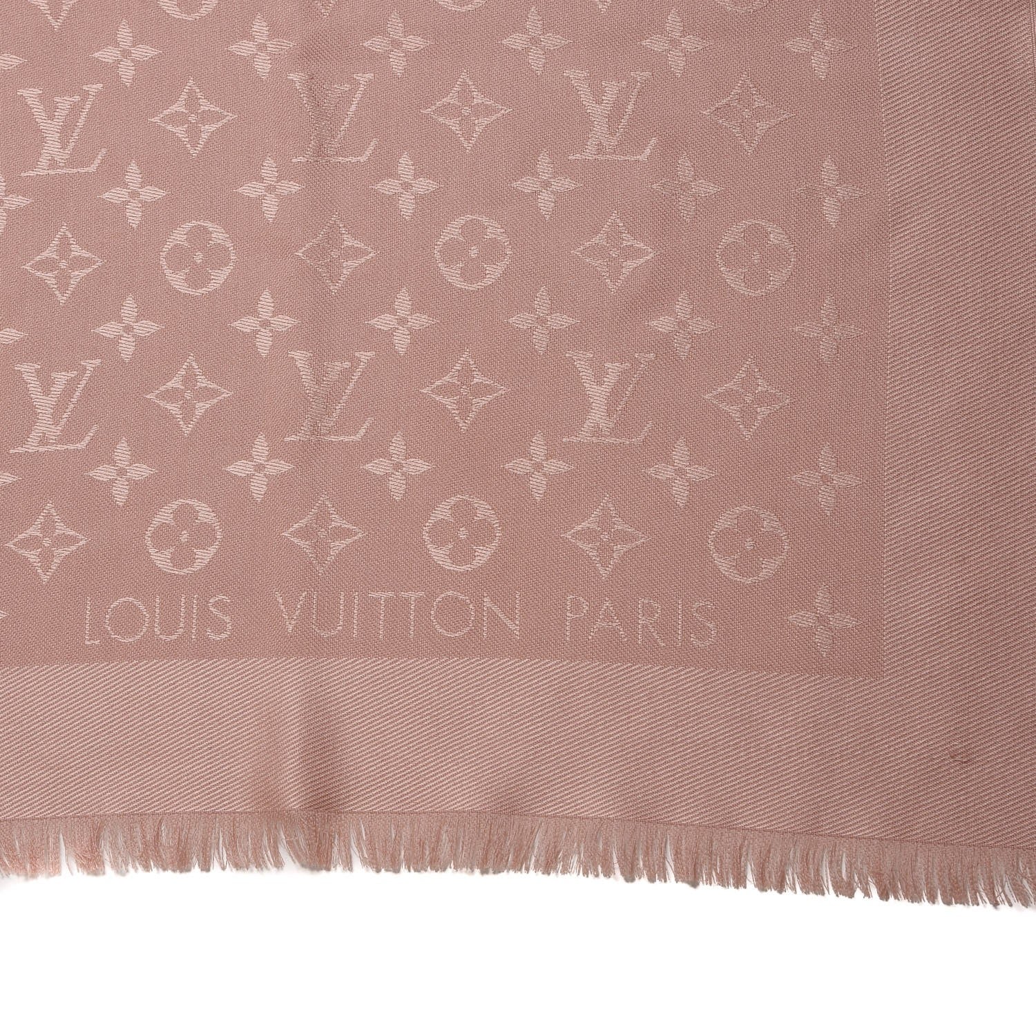 Louis Vuitton Silk Wool Monogram Shawl Natural 3 of 4