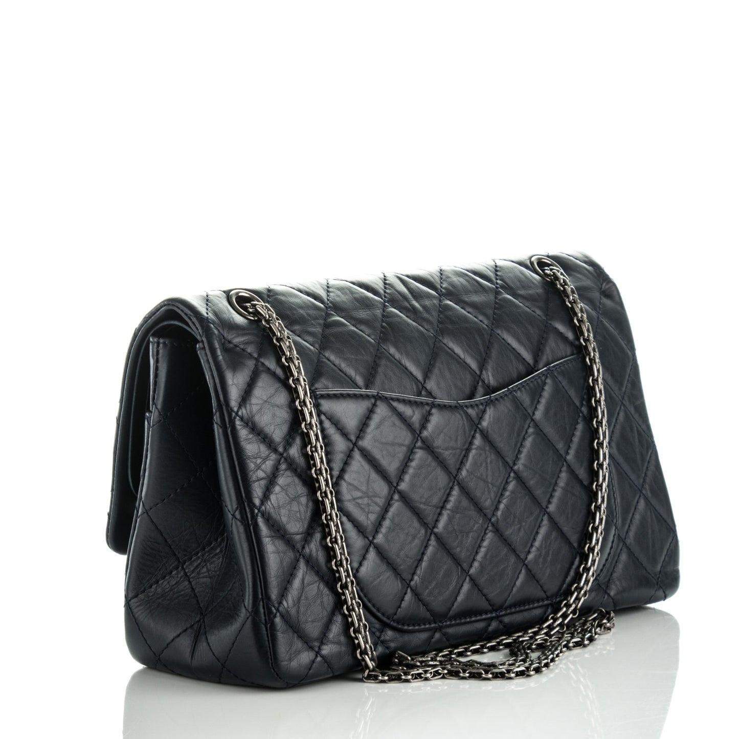 Aged Calfskin Quilted 2.55 Reissue 227 Flap Dark Navy