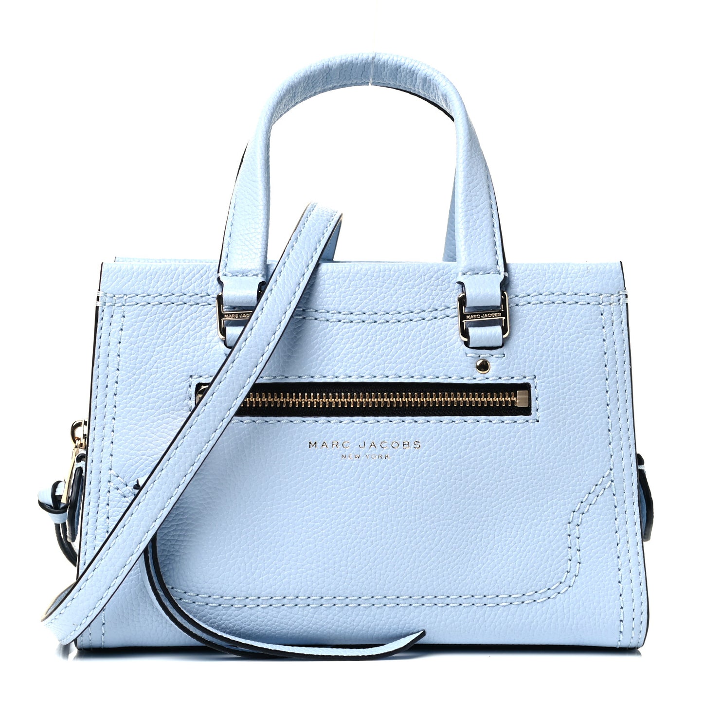 Textured Calfskin Mini Cruiser Convertible Satchel Blue Mist
