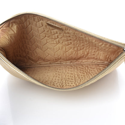 Chanel Metallic Calfskin Chevron Quilted Large Cosmetic Case Light Gold 5 of 12