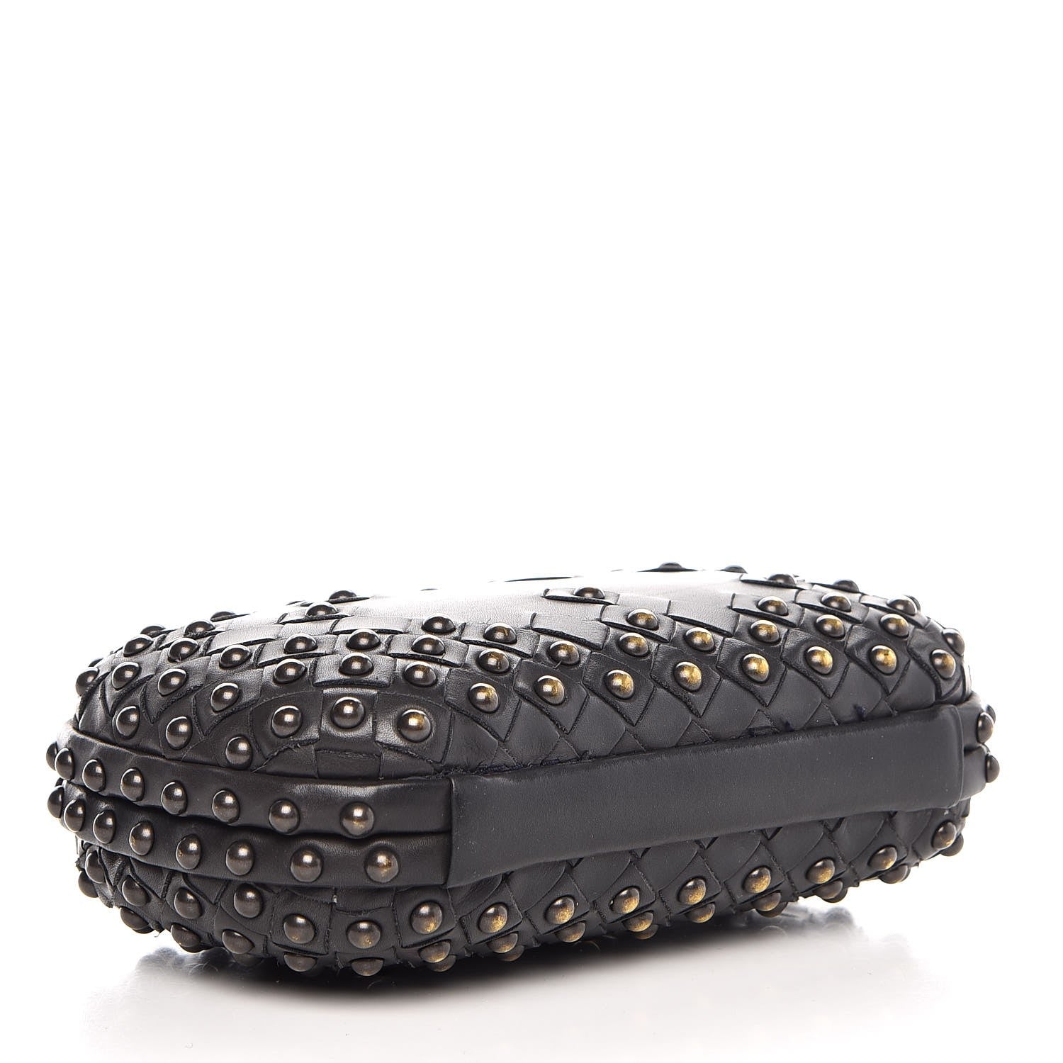 Bottega Veneta Waxy Nappa Intrecciato Knot Studded Clutch Gray 4 of 6