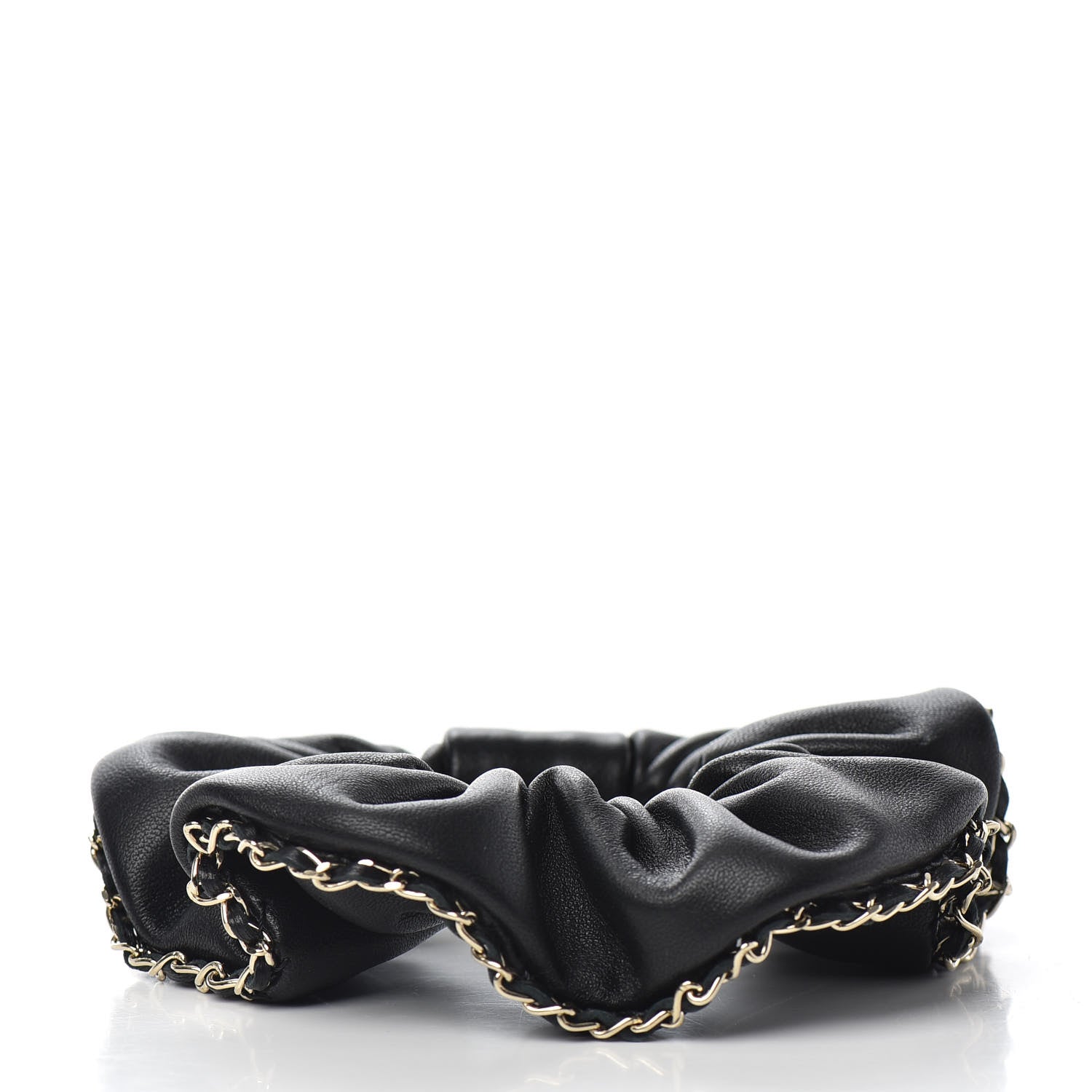 Chanel Lambskin Chain CC Hair Scrunchie Black Gold 4 of 5