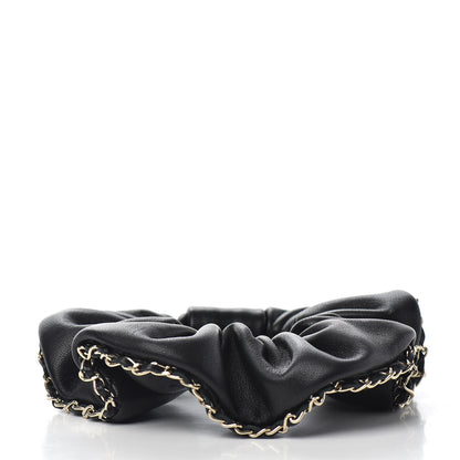 Chanel Lambskin Chain CC Hair Scrunchie Black Gold 4 of 5
