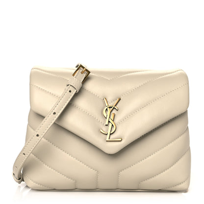 Saint Laurent Calfskin Y Quilted Monogram Toy Loulou Crossbody Bag Crema Soft 1 of 10