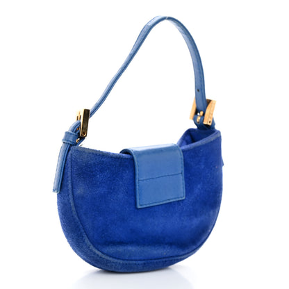 Fendi Suede Mini Half Moon Baguette Blue 3 of 13