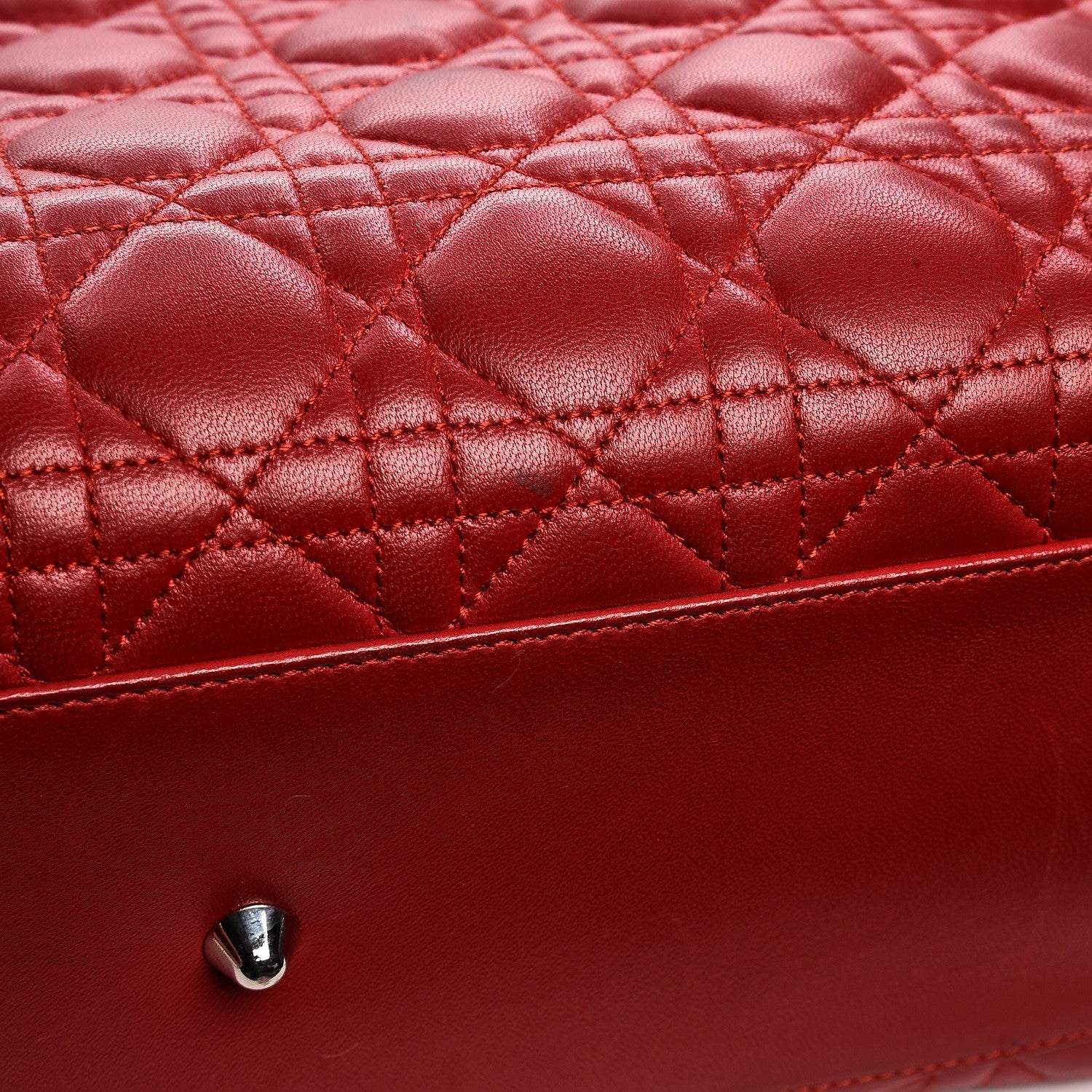Christian Dior Vintage Lambskin Cannage Large Lady Dior Red 15 of 20