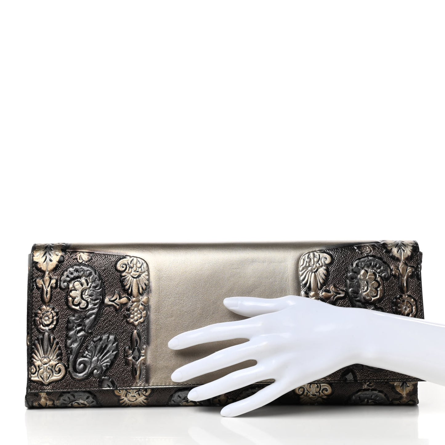 Metallic Calfskin Printed Clutch Multicolor