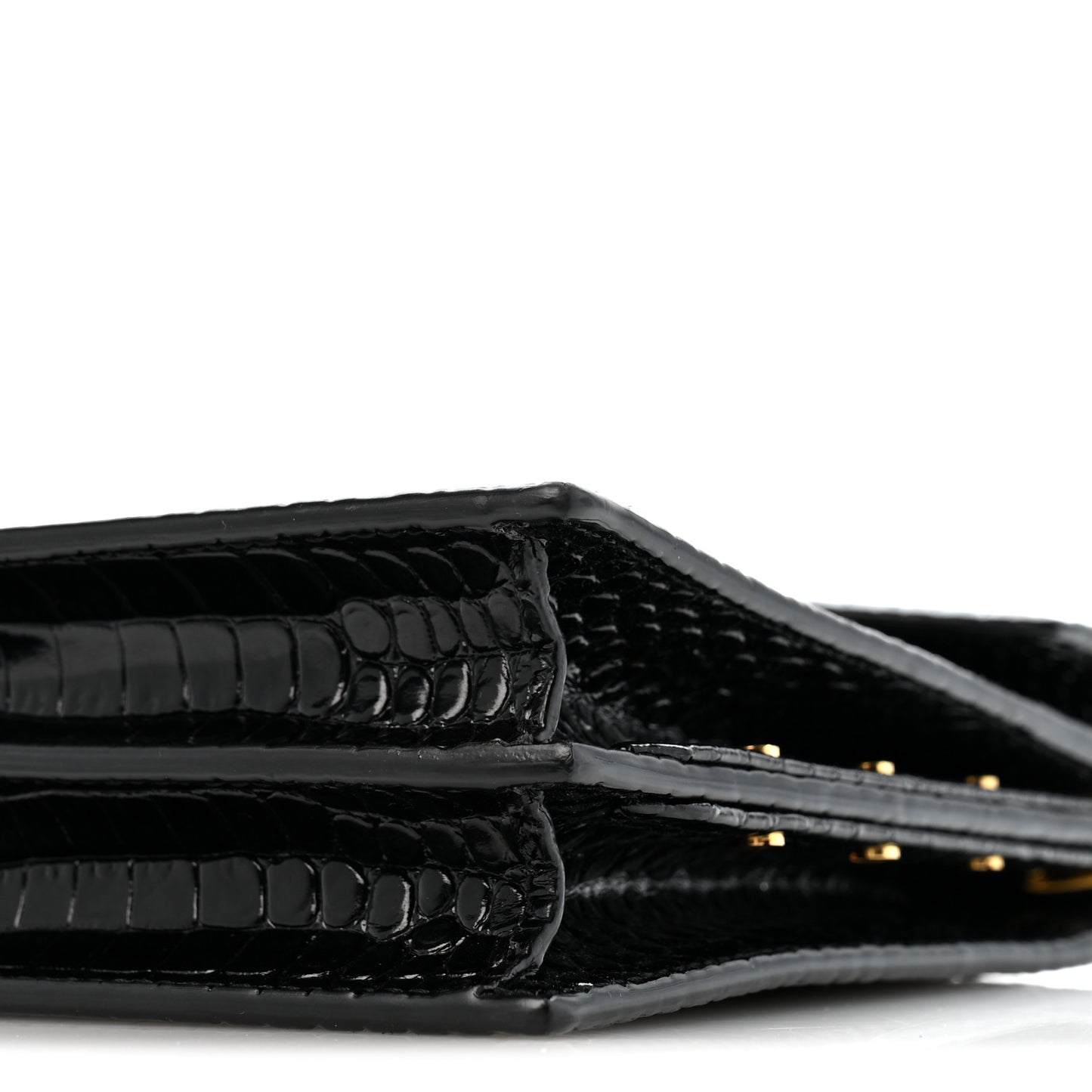 Calfskin Crocodile Embossed Monogram Cassandra Clasp Bag Black Rouge Legion