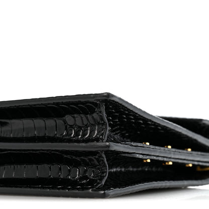 Saint Laurent Calfskin Crocodile Embossed Monogram Cassandra Clasp Bag Black Rouge Legion 10 of 12