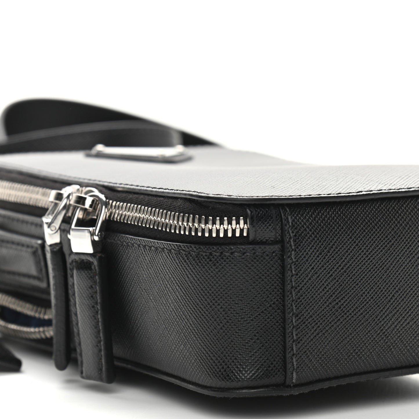 Saffiano Travel Brique Crossbody Messenger Bag Black