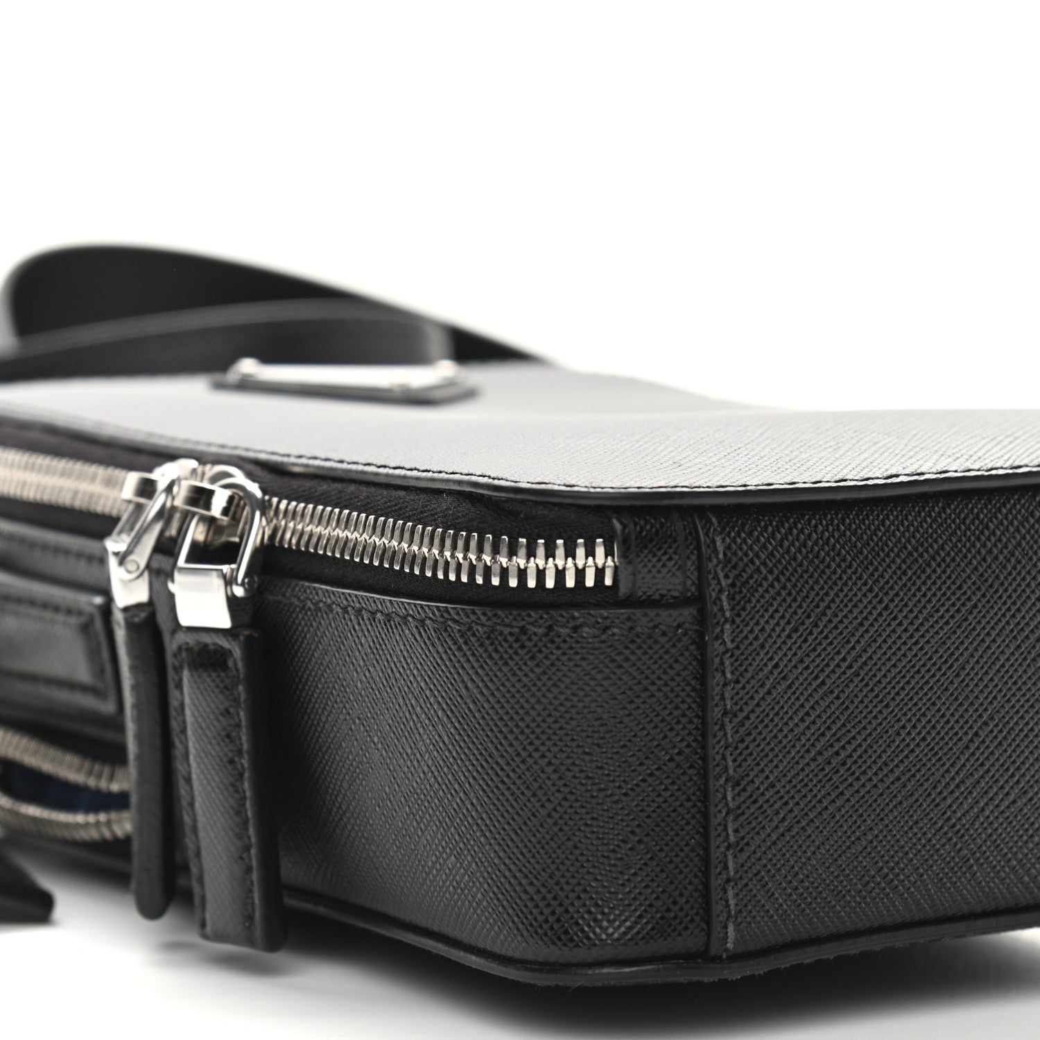 Prada Saffiano Travel Brique Crossbody Messenger Bag Black 5 of 14