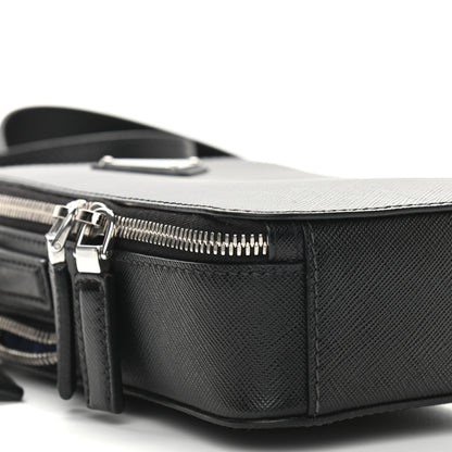 Prada Saffiano Travel Brique Crossbody Messenger Bag Black 5 of 14