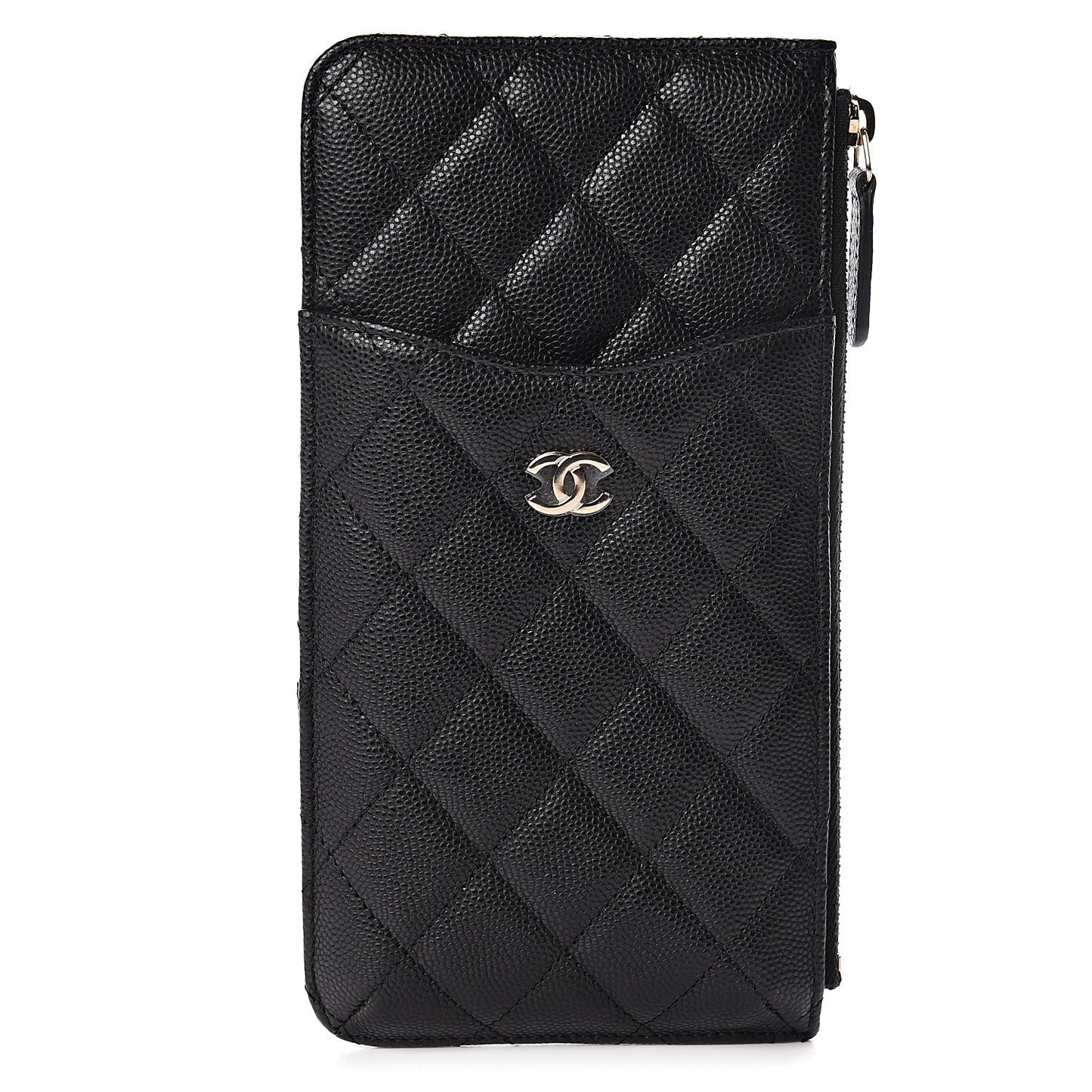 Caviar Quilted Classic Flat Wallet Pouch Black