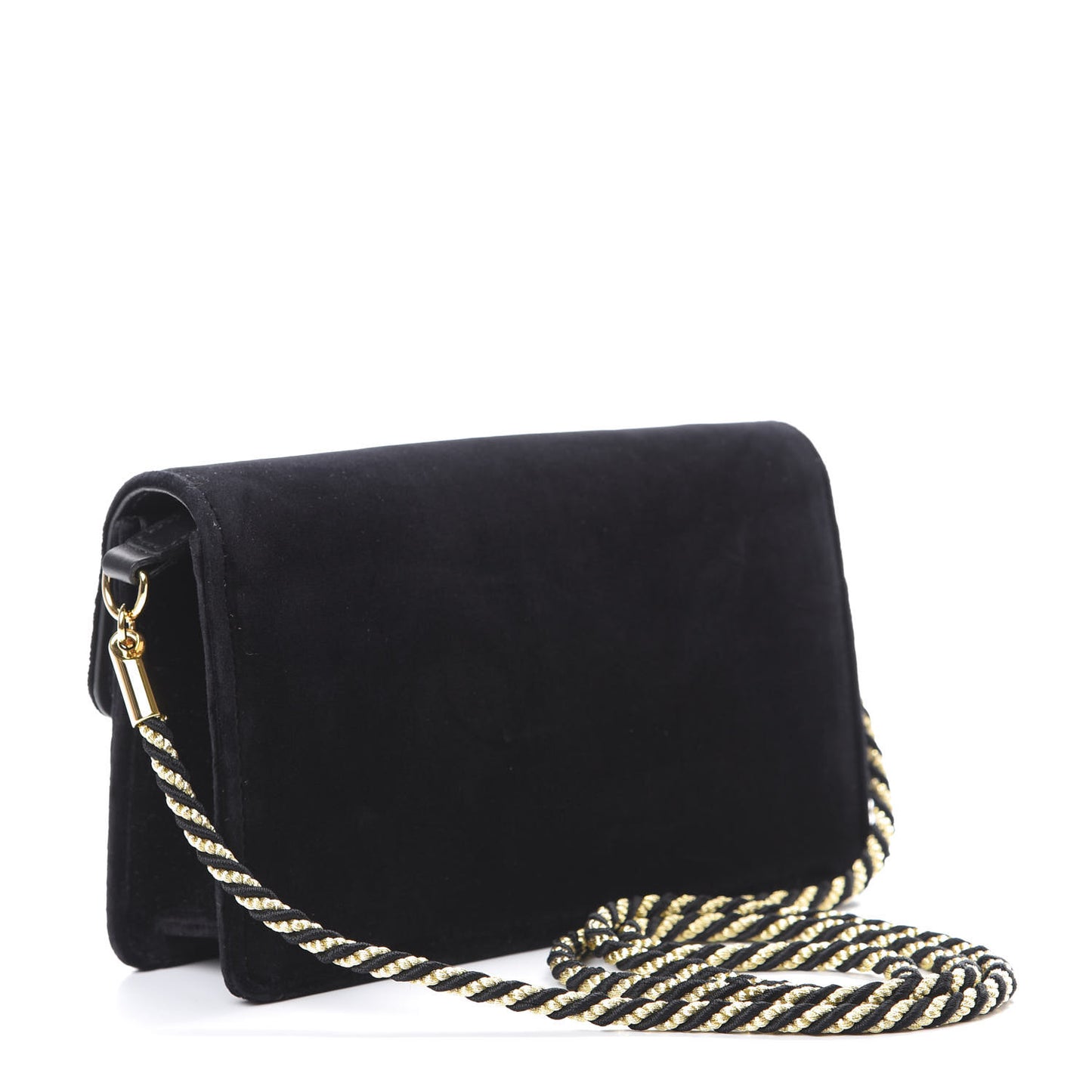 Velvet Crystal Square G Shoulder Bag Black
