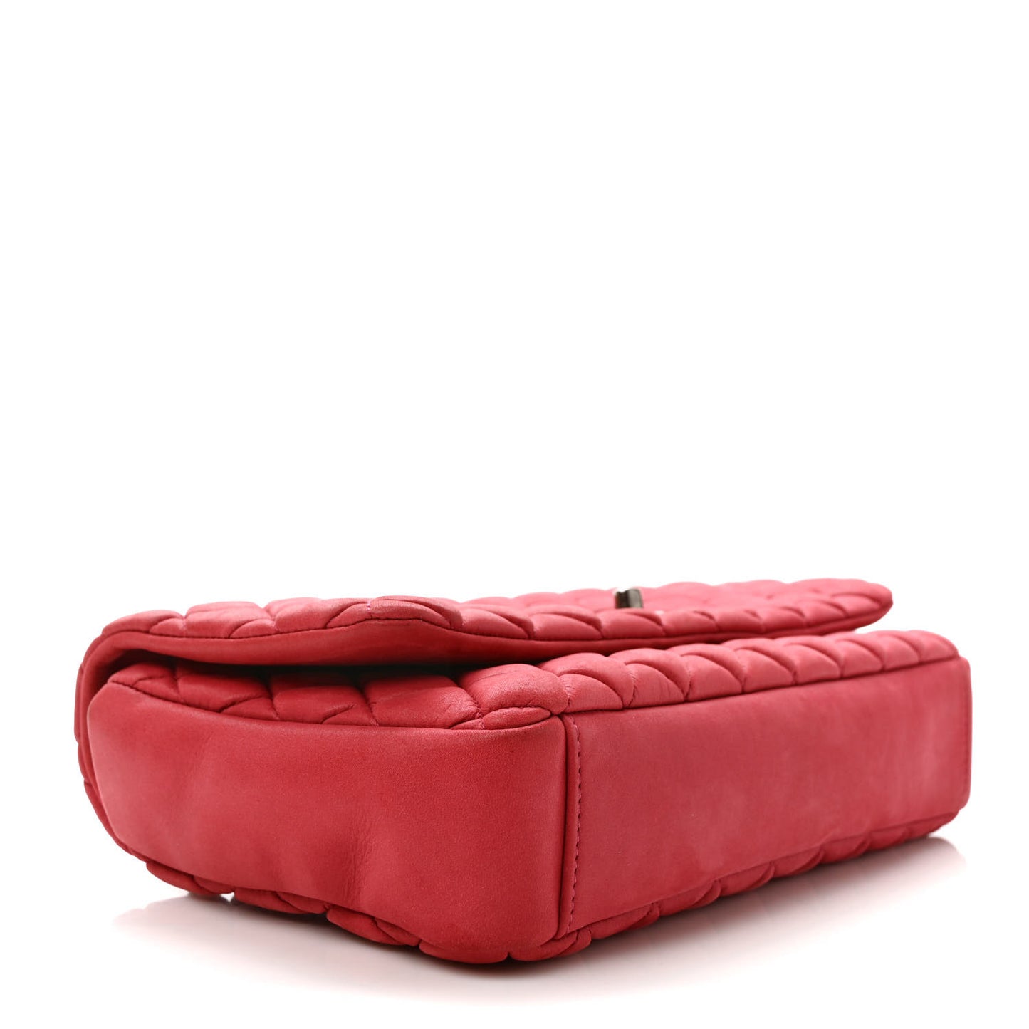 Iridescent Calfskin Small New Bubble Quilt Flap Fuchsia