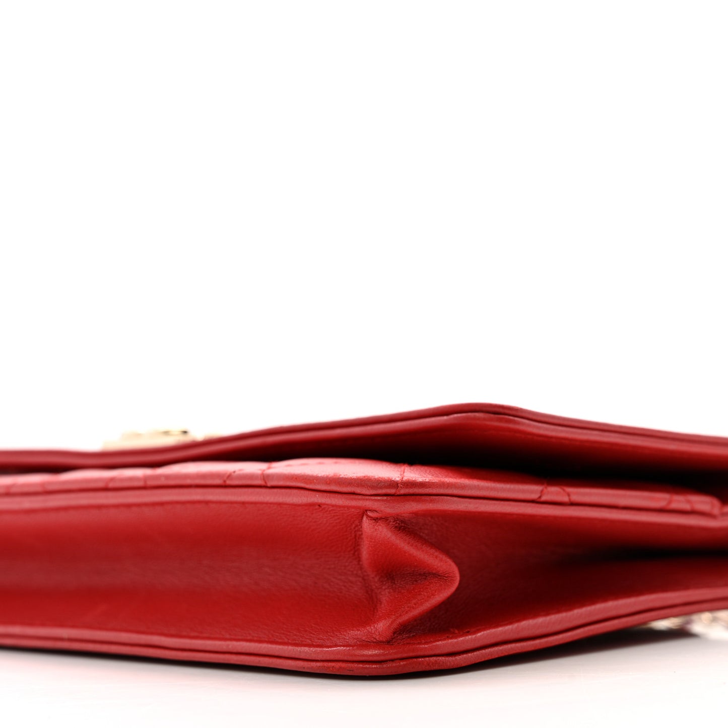 Lambskin Quilted Boy Wallet On Chain WOC Red