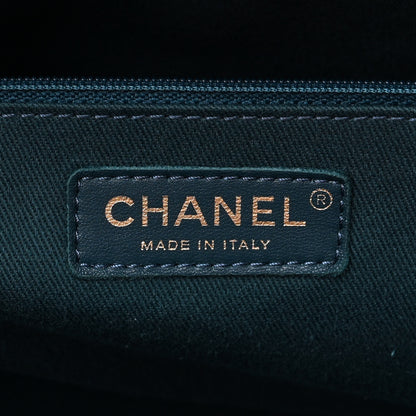 Chanel Aged Calfskin Chevron Large Coco Handle Shopping Tote Blue 8 of 16