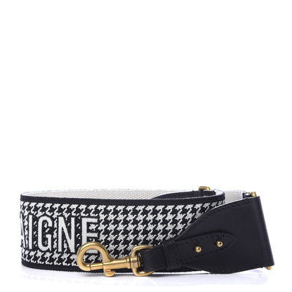 Christian Dior Canvas Houndstooth Embroidered 30 Montaigne Shoulder Strap Black White 1 of 5