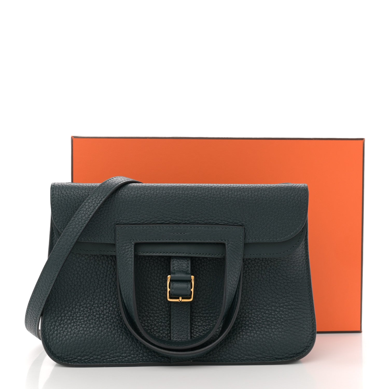 Hermes Taurillon Clemence Halzan 25 Vert Cypress 1672137