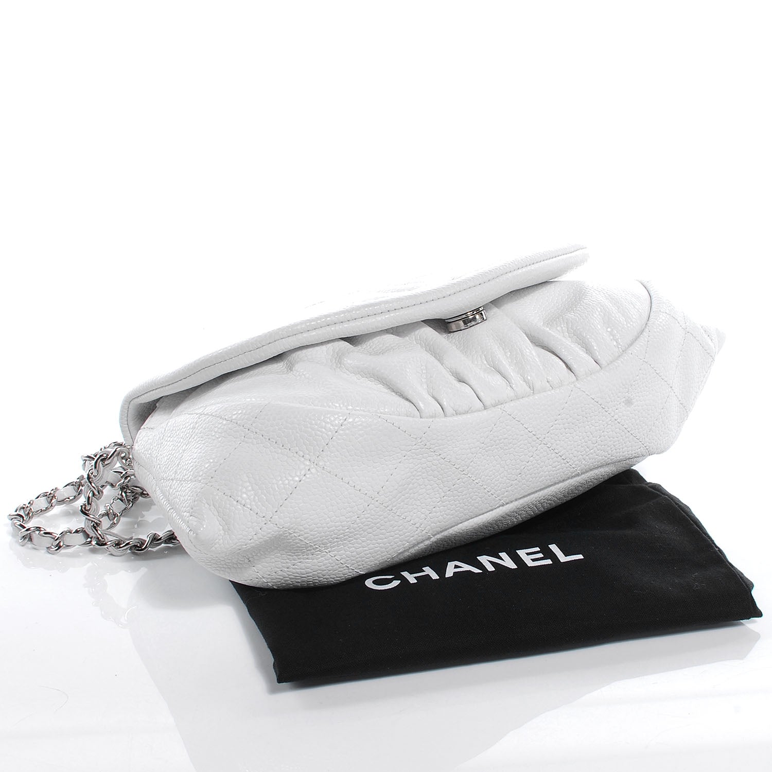 Chanel Caviar Half Moon Wallet On Chain WOC White 4 of 8