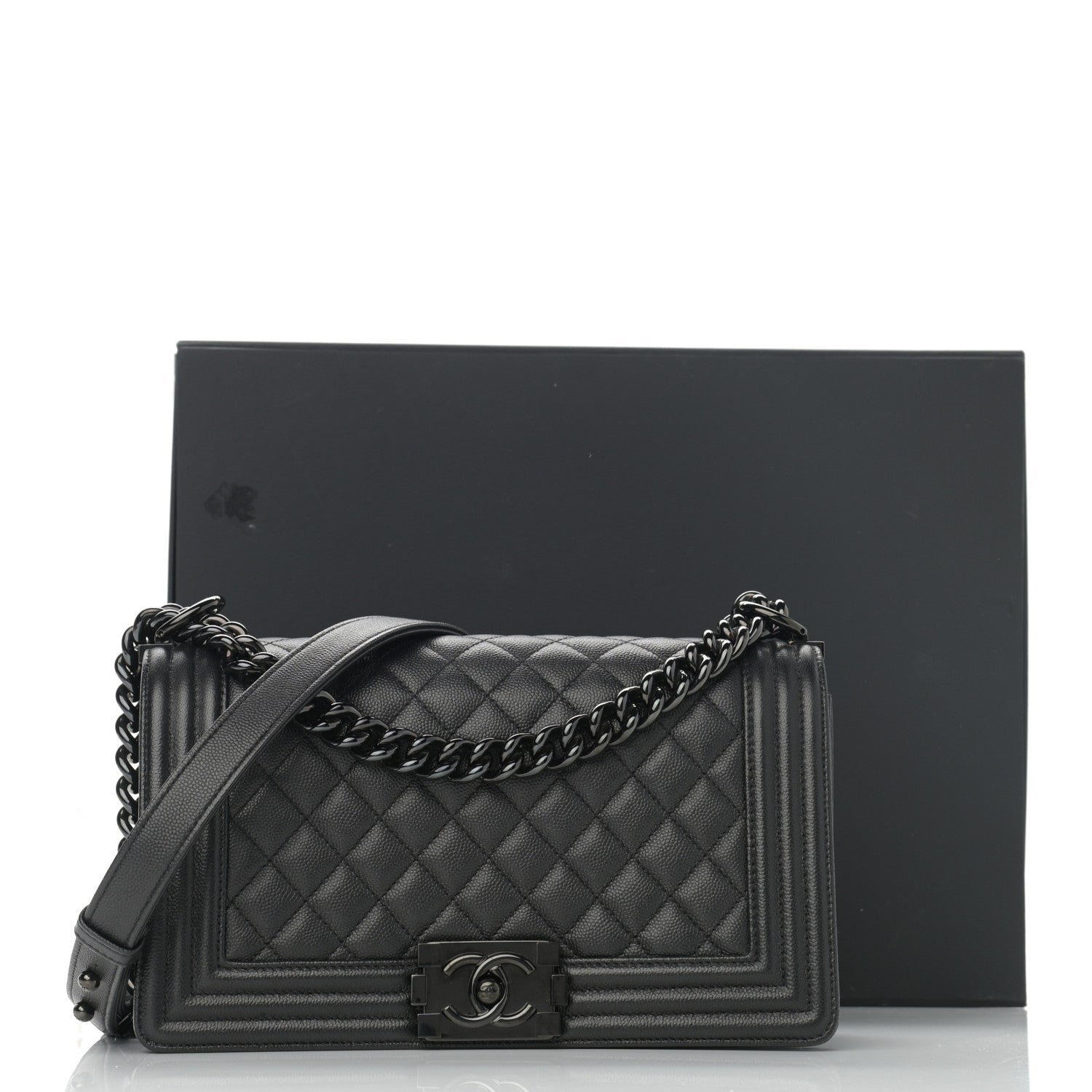 Chanel Caviar Quilted Medium Boy Flap So Black 14 of 14