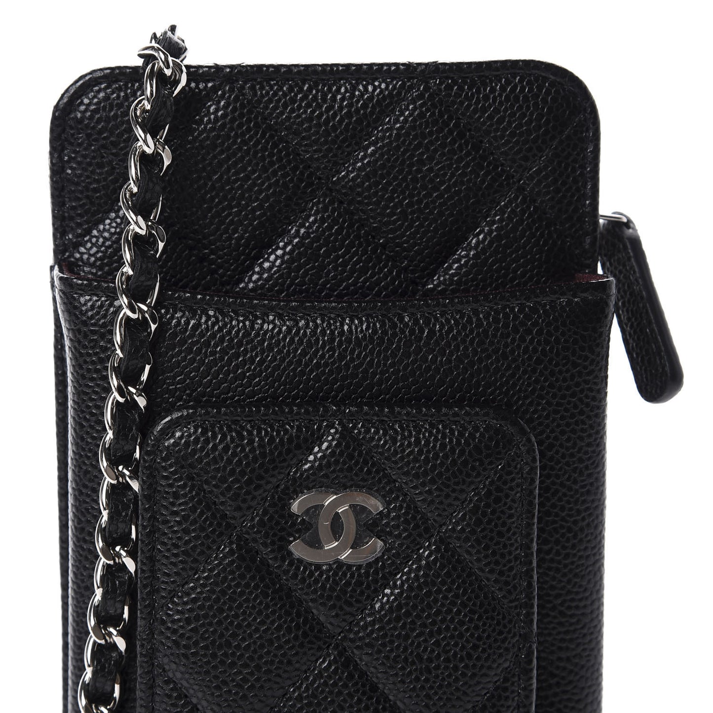Caviar Quilted CC Phone Holder Black