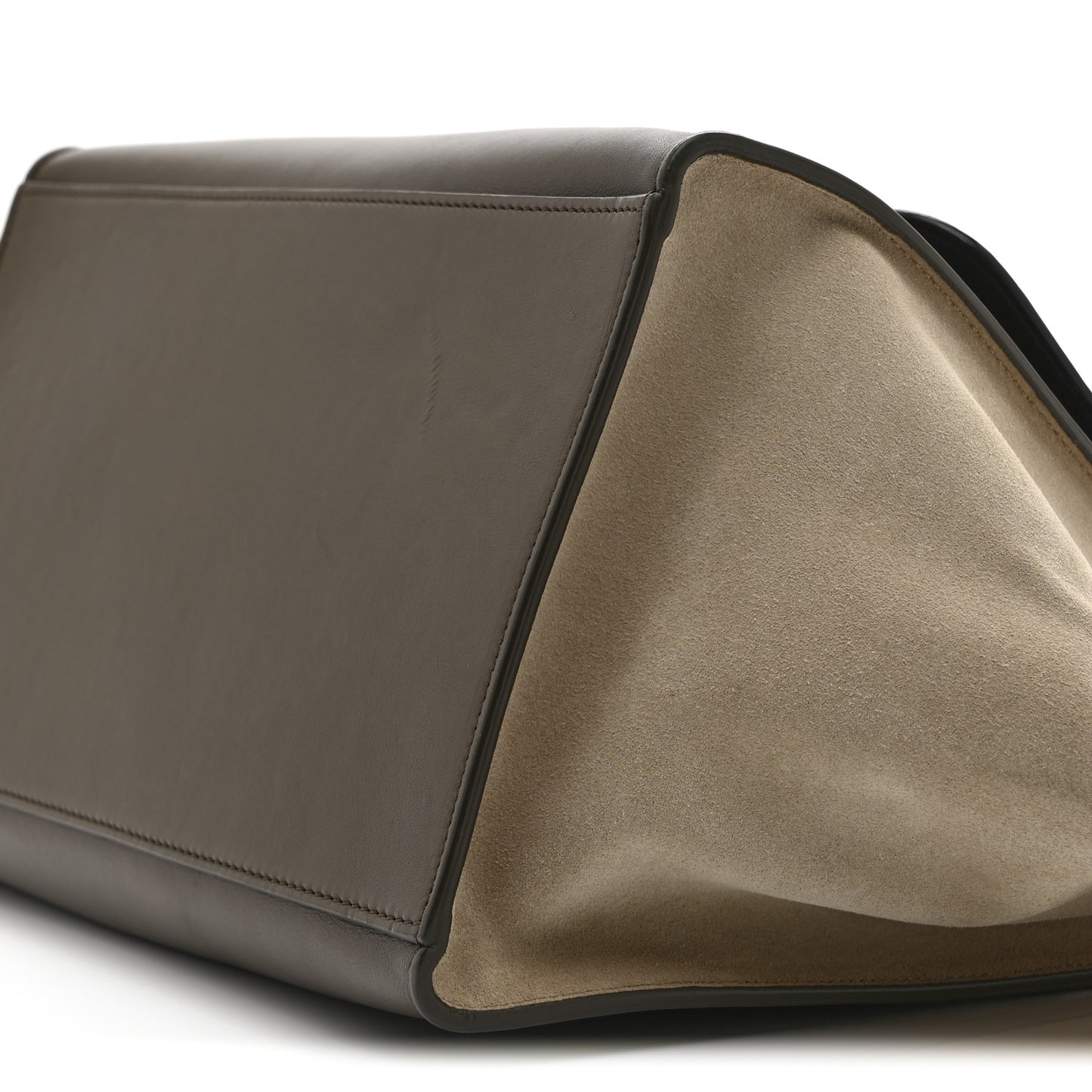 Smooth Calfskin Suede Medium Tri-Color Trapeze Olive